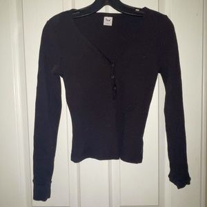 TNA Black Henley button up long sleeve